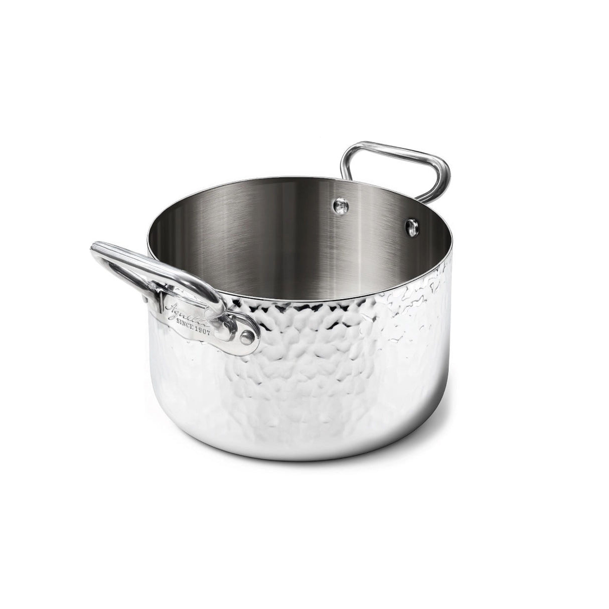 AGNELLI Kasserole Hoch Martellato Aluinox 3 Ply 20x14 cm mit 2 Edelstahlgriffen
