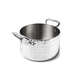 AGNELLI Kasserole Hoch Martellato Aluinox 3 Ply 20x14 cm mit 2 Edelstahlgriffen