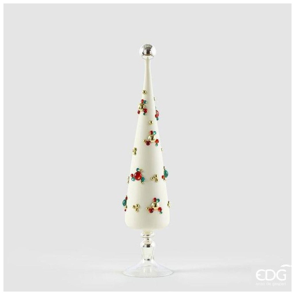 EDG Enzo De Gasperi Cono Decorativo Natalizio con Bolle H52 cm Bianco – Decorazione di Natale