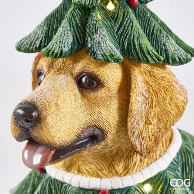 EDG Enzo De Gasperi Hund mit Kiefernzweigen LED H57x36x34 cm Grünmix – Leuchtende Weihnachtsdekoration