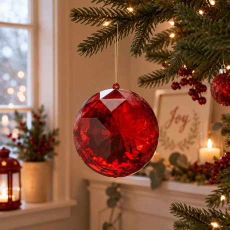 EDG Enzo De Gasperi Schmuck Diamant Rund Weihnachts zum Aufhängen D 10 cm B 4,5 cm Pp Rot