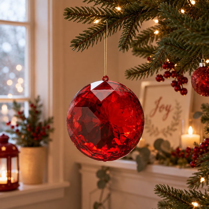 EDG Enzo De Gasperi Schmuck Diamant Rund Weihnachts zum Aufhängen D 10 cm B 4,5 cm Pp Rot