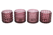 ARPIMEX Glaskerzengläser Teelichthalter D 7 cm H 6,8 cm Rosa Mix 4 Stk.