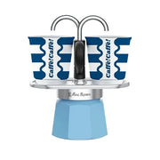 Bialetti Set Mini Moka Express con 2 Tazzine Azzurro