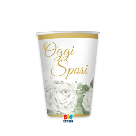 big party big party bicchieri carta 250 cc oggi sposi eucalipto cf 6 pz bianco ean 8020834761887