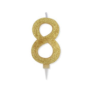 Große Geburtstagskerze Nummer 8 Max Wachs Sweety Gold Glitter