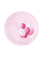 Bigiemme Pappteller D 18 Cm 1. Geburtstag Luftballons Rosa 8er Pack