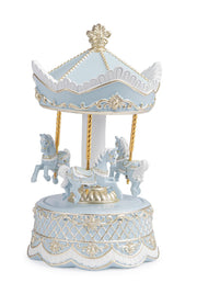 Bizzotto Spieluhr Darling Weihnachtskarussell mit Pferden H 22,9 cm Ø 12,4 cm Blau