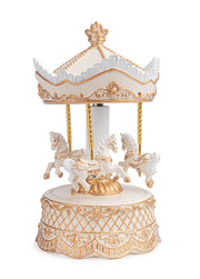 Bizzotto Darling Weihnachtskarussell mit Pferden H 22,9 cm D 12,4 cm Beige