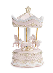 Bizzotto Carillon Darling di Natale Giostra con Cavalli H 22,9 Cm D 12,4 Cm Rosa