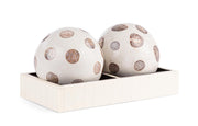 Bizzotto Decoro di Natale Sfere Adventure con Vassoio H 11 Cm 22 x 12 Cm Bianco