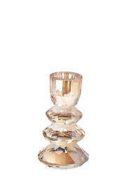 Bizzotto Kerzenständer 1P Eldrid H 10,8 Cm D 6 Cm Bernsteinfarben Glas