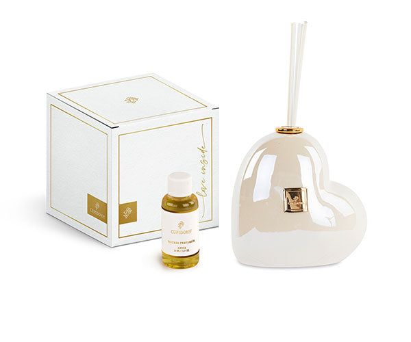 cupidoco cupidoco diffusore cuore avorio perlato con scatola bomboniera profumatore in ceramica h 14 cm ean 8058196013559