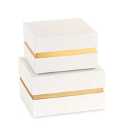 Cupido&Co. Set 2 Boxen Elfenbeinfarben und Gold mit Einsatz 120 x 120 x 70/140 x 140 x 80 mm