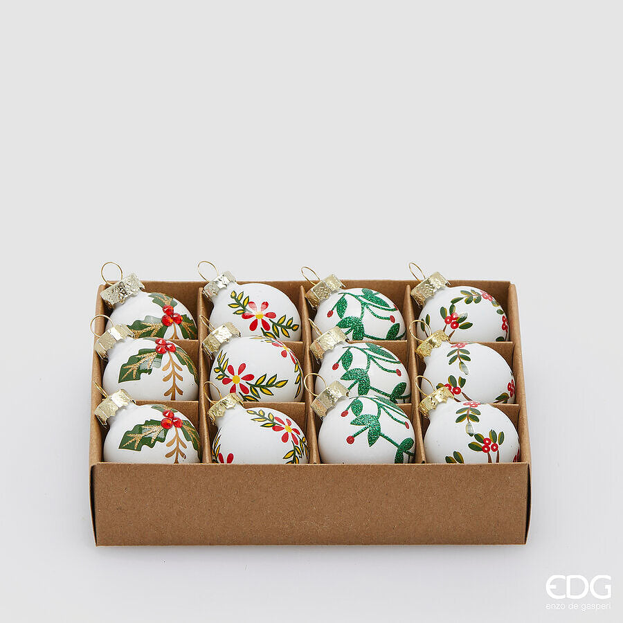 edg enzo de gasperi edg enzo de gasperi addobbo palla di natale decomix vetro ass d 3 cm cf 12 pz bianco verde ean 8059824567390