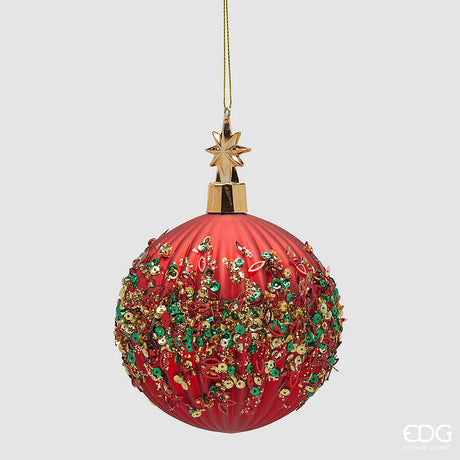 edg enzo de gasperi edg enzo de gasperi addobbo palla mille perle di natale d 10 cm red ean 8059824508546