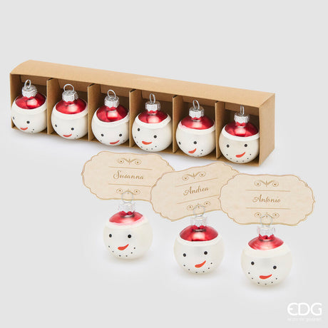 edg enzo de gasperi edg enzo de gasperi addobbo palla uomoneve di natale vetro ass d 4 cm cf 6 pz bianco rosso ean 8059824449603