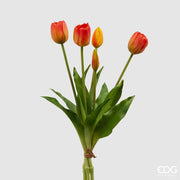EDG Enzo De Gasperi Strauß aus 5 geschlossenen Tulpen Gummi Olis H 40 Cm Orange