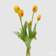 EDG Enzo De Gasperi Strauß aus 5 geschlossenen Tulpen Gummi Olis H 40 Cm Gelb Rot