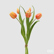 EDG Enzo De Gasperi Strauß Tulpe Geschlossen X4 H 40 cm mit Orange Knospe