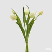 EDG Enzo De Gasperi Blumenstrauß Tulpe Geschlossen X4 H 40 cm mit Knospe Weiß Grün