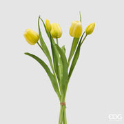 EDG Enzo De Gasperi Tulpen-Strauß Geschlossen X4 H 40 cm mit gelbem Knospenknospe