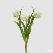 EDG Enzo De Gasperi Straußstrauß Tulpe Papagei X3 H 40 cm mit weißer Knospe