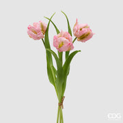 EDG Enzo De Gasperi Strauß Papageiensittich-Tulpe X3 H 40 cm mit Knospe Sahne-Rosa