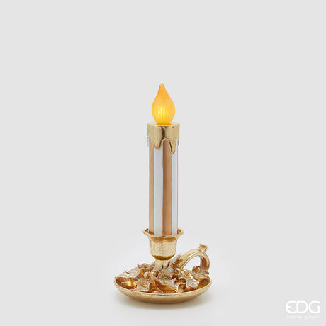 edg enzo de gasperi edg enzo de gasperi candela a led con piattino di natale h 38 cm d 18 cm bianco oro ean 8059824563477