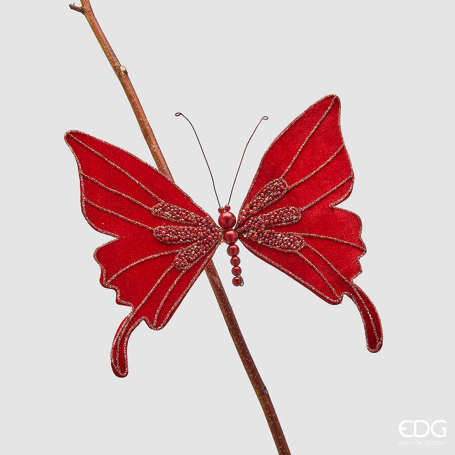 edg enzo de gasperi edg enzo de gasperi decoro natale farfalla con clip d 23 cm burgundy ean 8059824511119