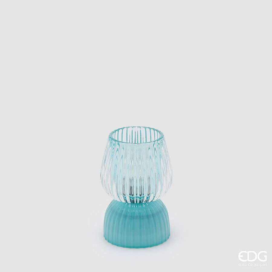 edg enzo de gasperi edg enzo de gasperi lampada da tavolo biforma a righe led h 13 cm d 9 cm ip20 celeste ean 8059824630414