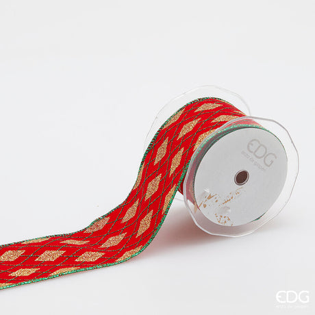 edg enzo de gasperi edg enzo de gasperi nastro rombi di natale h 65 mm l 10 mt green red ean 8059824598417