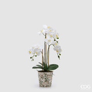 EDG Enzo De Gasperi Orchidee Phalaenopsis x3 mit Knospe und Vase Künstliche Pflanze H 65 cm Weiß