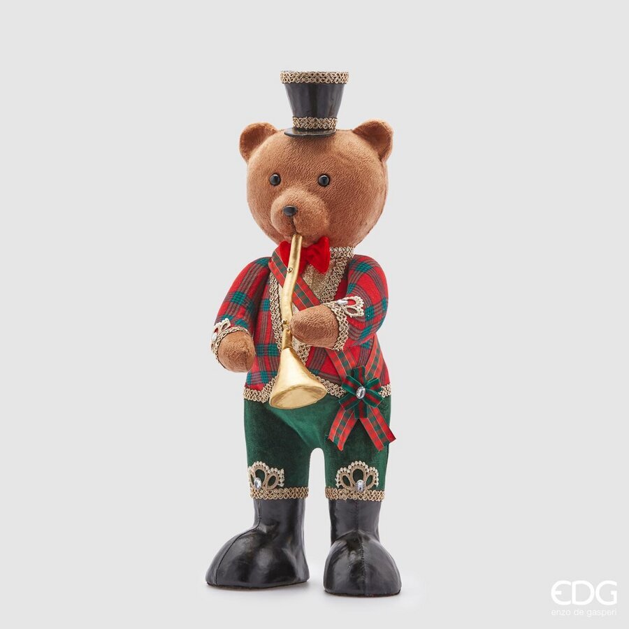 edg enzo de gasperi edg enzo de gasperi orso noel nutcrak natalizio con tromba h 61 cm 23 x 27 cm verde rosso ean 8059824303554
