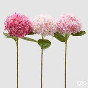 EDG Enzo De Gasperi Hortensie Zweig mit Blättern Ass. H 65 cm Kunstpflanze Rosa 1 Stk