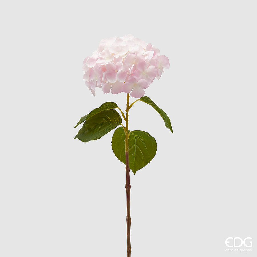 edg enzo de gasperi edg enzo de gasperi ortensia ramo con foglie h 70 cm d 18 cm pianta artificiale colore rosa chiaro ean 8059824440617