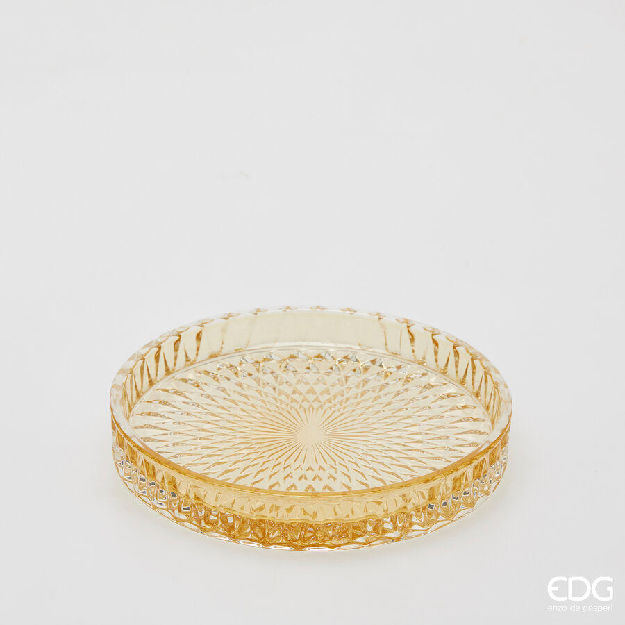 edg enzo de gasperi edg enzo de gasperi piatto decorativo micro quadretti rotondo h 25 cm d 16 cm vetro giallo ean 8059824610614