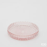 EDG Enzo De Gasperi Dekorative Platte Micro Karo Rund H 2,5 cm D 16 cm Glas Rosa
