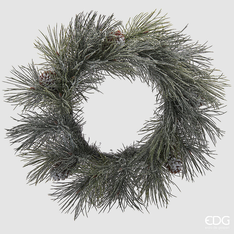edg enzo de gasperi edg enzo de gasperi pino con pigne corona di natale innevato d 60 cm white green ean 8059824516466