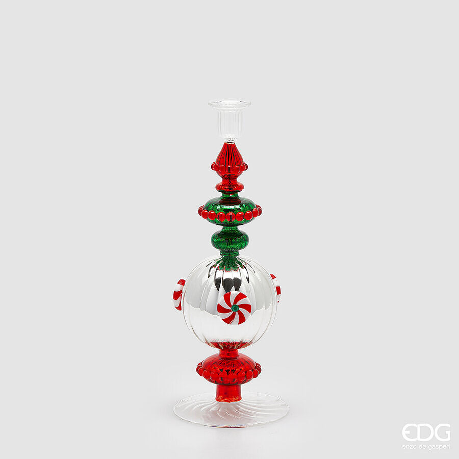 edg enzo de gasperi edg enzo de gasperi portacandela candy di natale h 33 cm green red ean 8059824510242