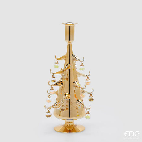edg enzo de gasperi edg enzo de gasperi portacandela pino natalizio con decori h 28 cm vetro oro ean 8059824571854
