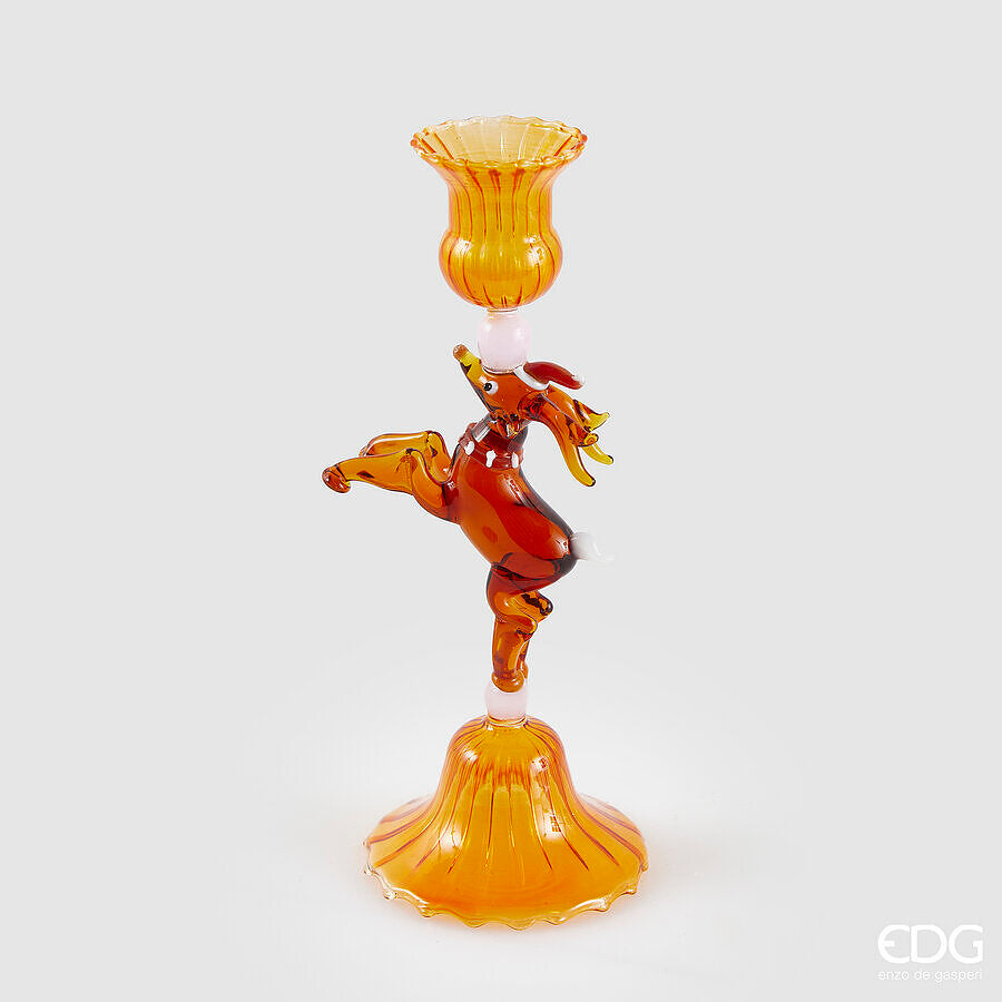 edg enzo de gasperi edg enzo de gasperi portacandela renna di natale h 24 cm d 85 cm vetro amber ean 8059824577634