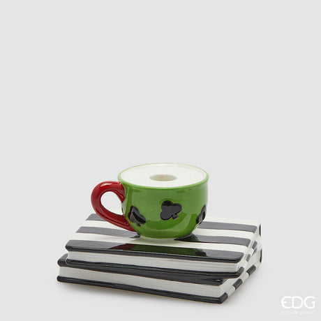edg enzo de gasperi edg enzo de gasperi portacandela tazza libro h 10 cm l 17 cm l 14 cm natale white black ean 8059824552846