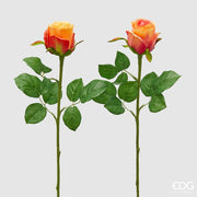 EDG Enzo De Gasperi Rosa Bocciolo Olis 3 Blätter Ast Sortiert H 51 cm Künstliche Pflanze Orange 1 Stk