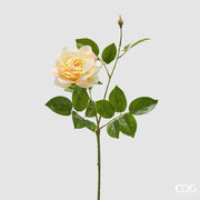 EDG Enzo De Gasperi Rosa Gloria Zweig mit Blättern und Knospe H 60 Cm Künstliche Pflanze Hellgelb