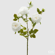 EDG Enzo De Gasperi Rosa Sonia Ast x3 mit Blättern und Knospe H 65 cm Künstliche Pflanze Weiß