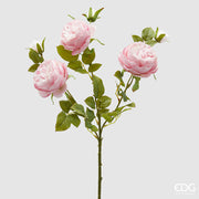 EDG Enzo De Gasperi Rosa Sonia Ast x3 mit Blättern und Knospe H 65 cm Künstliche Rose