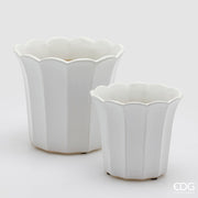 EDG Enzo De Gasperi Set 2 Blumentöpfe Cachepot Glockenblume Weiß Keramik