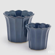 EDG Enzo De Gasperi Set 2 Übertöpfe Bellflower Blau Keramik