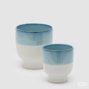 EDG Enzo De Gasperi Set 2 Cachepot Nuance Fuß Blau Keramik